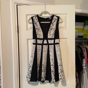 BCBG Black and White Geometric Mini Dress